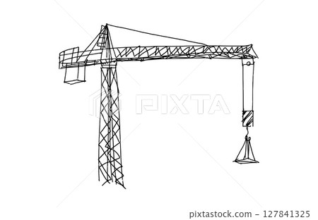 Building crane sketch Building crane sketch 127841325