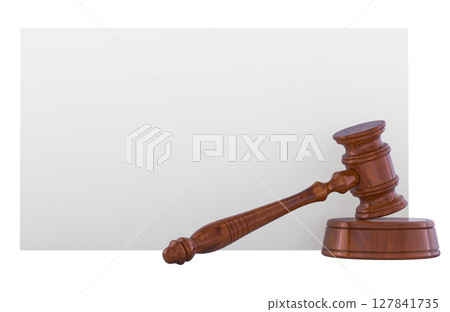 Judge gavel with blank card. 3D rendering Judge gavel with blank card. 3D rendering 127841735