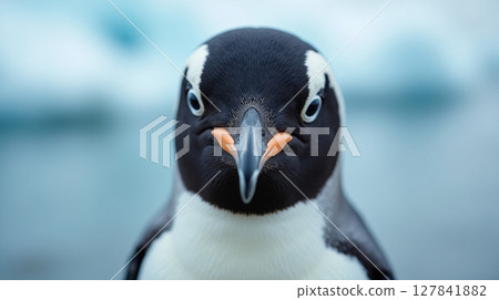 Chinstrap Penguin Face Macro Portrait Chinstrap Penguin Face Macro Portrait 127841882