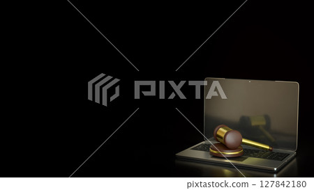 The Hammer Law on Laptop for Technology concept 3d Rendering. The Hammer Law on Laptop for Technology concept 3d Rendering. 127842180