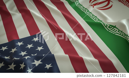 The American and Iran flag for war crisis concept 3d Rendering. 127842181