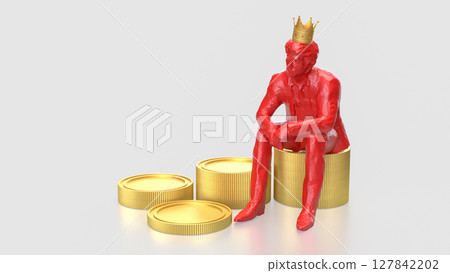 The Man siting on coins for Business concept 3d Rendering. The Man siting on coins for Business concept 3d Rendering. 127842202