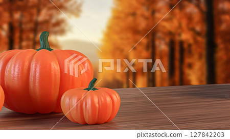 The Pumpkin for food or Holiday concept 3d Rendering. 127842203