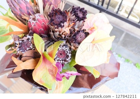 A bouquet of uniquely colored dried flowers A bouquet of uniquely colored dried flowers 127842211