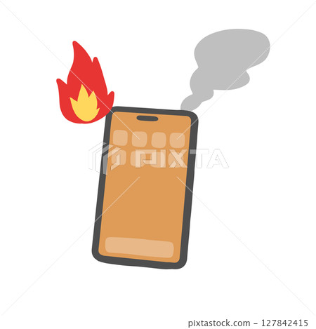 Illustration of a smartphone catching fire 127842415