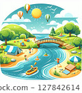 Children playing in the river 127842614