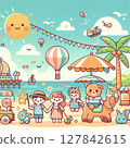 Children who came to the beach during summer vacation 127842615