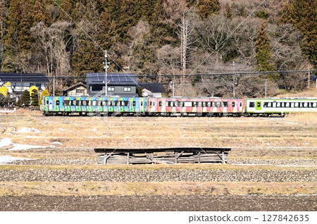 The Kamaishi Line as seen from the rice paddies near the roadside station Tono Kaze no Oka The Kamaishi Line as seen from the rice paddies near the roadside station Tono Kaze no Oka 127842635