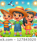 Children enjoying fireworks 127843020
