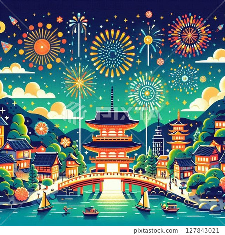Background image of a fireworks festival at night 127843021