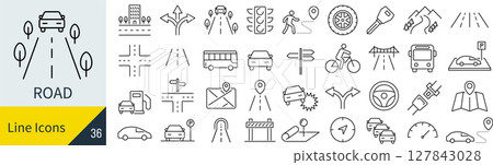 Road icon set 127843028