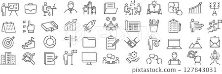 關於向量中的任務的單色線圖示集 127843031