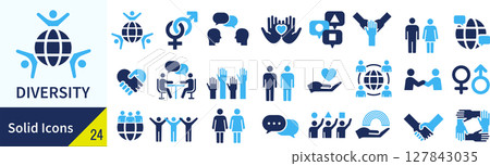 Diversity silhouette icon set 127843035