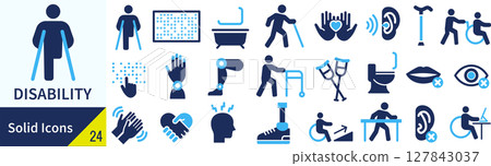 Disability silhouette icon set 127843037