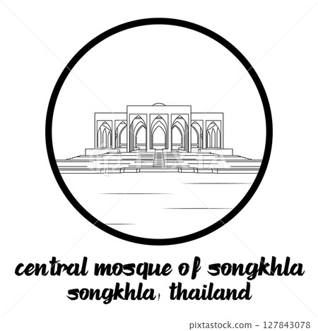 Circle Icon Central mosque of Songkhla. vector illustration 127843078