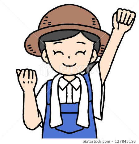 一位農婦正在揮拳 127843156