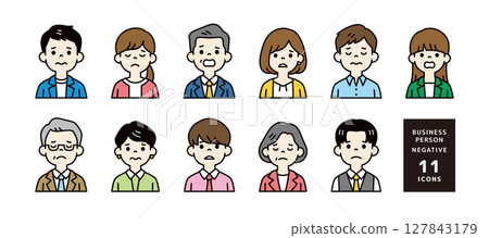 Avatar icon material set of business people with troubled faces working in the office_vector_color Avatar icon material set of business people with troubled faces working in the office_vector_color 127843179