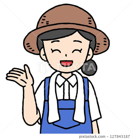 A farmer woman is showing us around 127843187