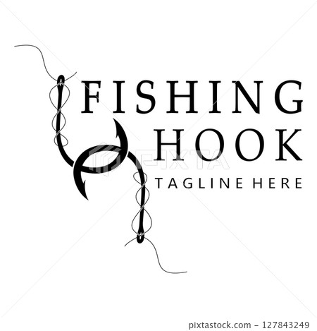 fishing hook logo design, fishing bait, fishing shop, tournament, angler, fishing community 127843249