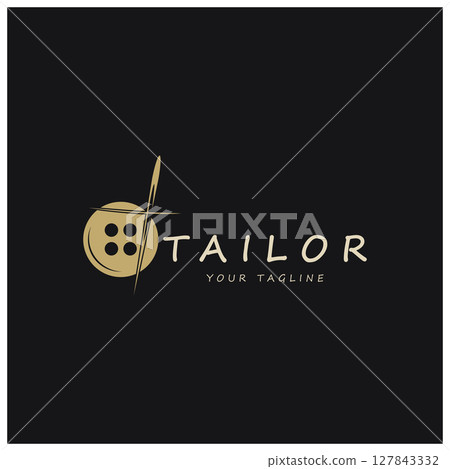 tailor logo icon illustration template combination of buttons for clothes, thread and sewing machine, for clothing product design, convection companies, fashion in vector form 127843332