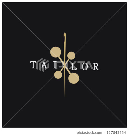 tailor logo icon illustration template combination of buttons for clothes, thread and sewing machine, for clothing product design, convection companies, fashion in vector form 127843334
