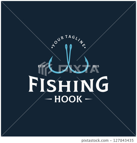 fishing hook logo design, fishing bait, fishing shop, tournament, angler, fishing community 127843435