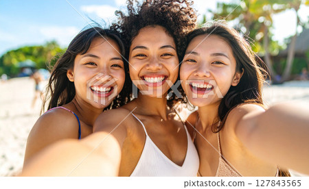 在度假村自拍的女性 127843565