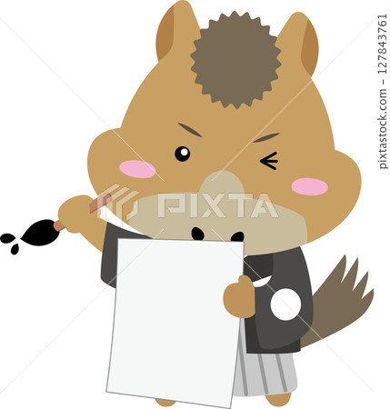 馬年人物手持白紙,留言,免費新年插圖 馬年人物手持白紙,留言,免費新年插圖 127843761