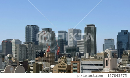 A bird's-eye view of Umeda's buildings as seen from Tenjinbashi 6-chome, Kita-ku, Osaka A bird's-eye view of Umeda's buildings as seen from Tenjinbashi 6-chome, Kita-ku, Osaka 127843775