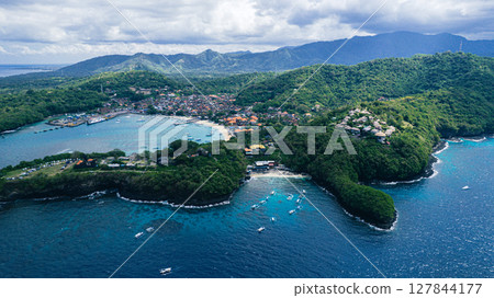 Beautiful blue sea in Padangbai, Bali Beautiful blue sea in Padangbai, Bali 127844177