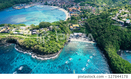 Beautiful blue sea in Padangbai, Bali Beautiful blue sea in Padangbai, Bali 127844178