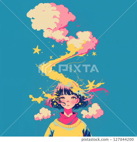 可愛的女孩和多彩的宇宙 127844200