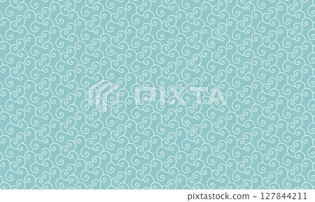 Dull green wallpaper with arabesque pattern 127844211