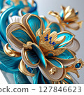 Blue and gold floral ornament 127846623
