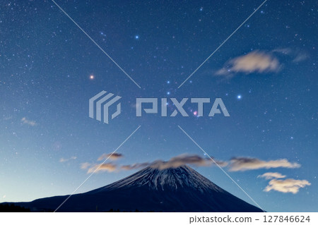 Orion rising over Mount Fuji as seen from Asagiri Plateau Orion rising over Mount Fuji as seen from Asagiri Plateau 127846624
