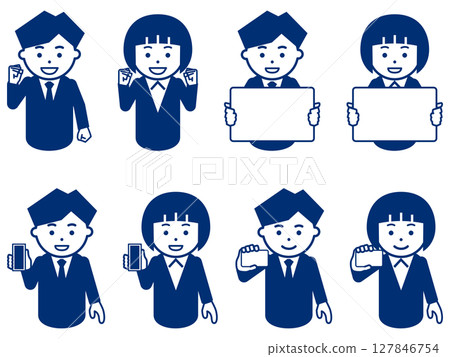 Icon of a man and woman in a navy blue suit. Part 4 Icon of a man and woman in a navy blue suit. Part 4 127846754