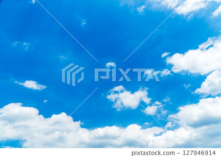 與許多雲彩的夏天天空 與許多雲彩的夏天天空 127846914