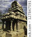 Nakula and Shahdeva Ratha or Indra Ratha of Mamallapuram, an Unesco World Heritage Site in Tamil Nadu, South India. 127847591