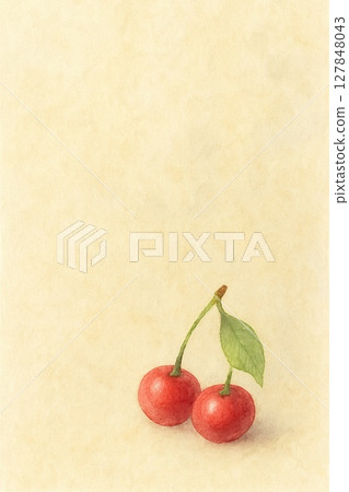 櫻桃與背景空白的水彩插圖 櫻桃與背景空白的水彩插圖 127848043
