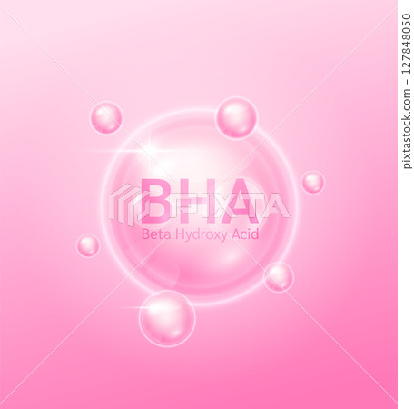 BHA Beta Hydroxy Acid solution pink. Serum skin care face for cosmetics ads. Medical beauty science. Vector EPS10. 127848050
