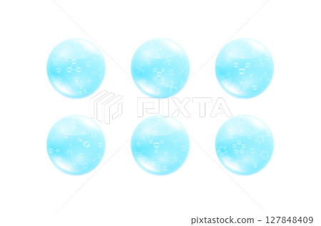 Vitamins complex Hyaluronic acid Moisturizer from nature. Molecule in water drop collagen solution blue. Used for design cosmetic products. Beauty skin care ads. Medical scientific. 3D Vector. 127848409