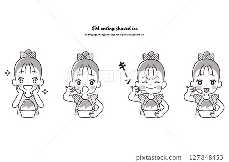 女孩吃刨冰單色套裝 127848453
