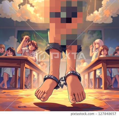 [Public Execution - Target of Bullying: Hanging] Illustration of the never-ending problem of bullying 127848657