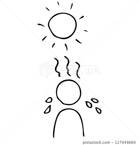 Simple heat stroke line drawing vector material Simple heat stroke line drawing vector material 127848660