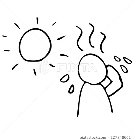 Simple heat stroke line drawing vector material - Stock Illustration ...