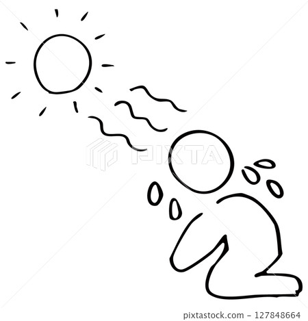 Simple heat stroke line drawing vector material Simple heat stroke line drawing vector material 127848664