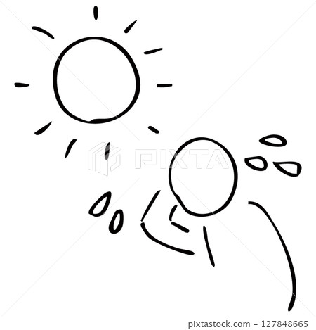 Simple heat stroke line drawing vector material Simple heat stroke line drawing vector material 127848665