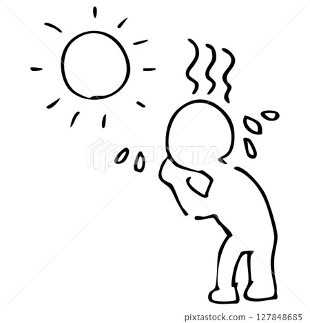 Simple heat stroke line drawing vector material Simple heat stroke line drawing vector material 127848685