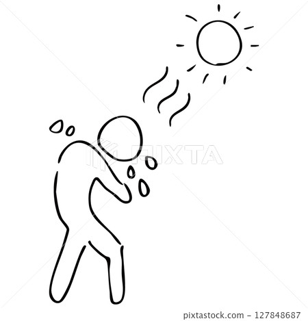 Simple heat stroke line drawing vector material 127848687