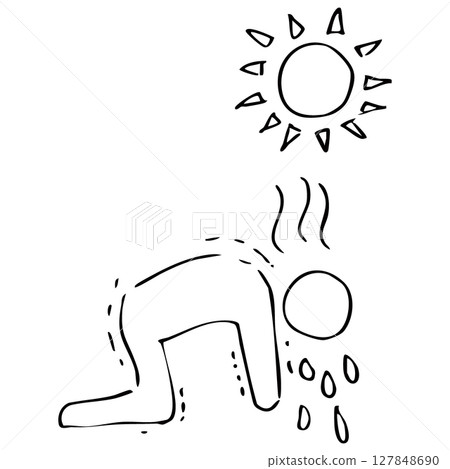 Simple heat stroke line drawing vector material Simple heat stroke line drawing vector material 127848690